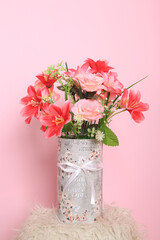 bouquet of pink roses in a vase