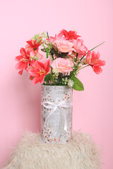 pink roses in a vase