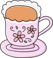 Tea Milk Hot Illustration Style; 