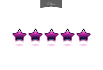 浮かんでいる紫色の5つ星 - 星5･評価･口コミ･レビューのイメージ素材