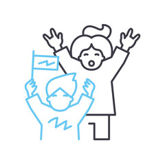 fan club line icon, outline symbol, vector illustration, concept sign