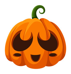 Cute pumpkin face. Autumn celebration icon. Halloween decoration
