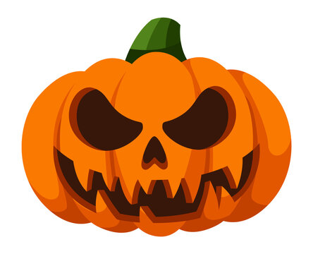 Halloween pumpkin icon. Evil scary smile. Horror symbol