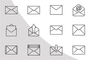 E-mail Icons Outline, Email Outline Svg, E-mail Icon Bundle, Icon Bundle, Message Svg, Mails, Mailing, Svg Cut File,