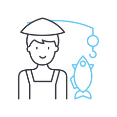 fishing line icon, outline symbol, vector illustration, concept sign