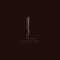 Abstract Initial Letter L Tailor logo, thread and needle combination with gold colour line style , Flat Logo Design Template, vector illustration