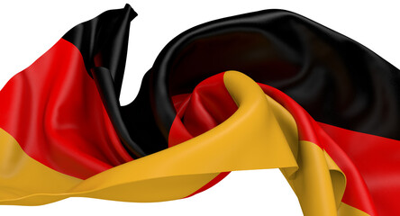 Germany national flag hanging fabric banner. 3D