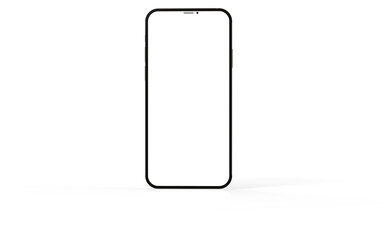 3d smartphone with blank screen isolated