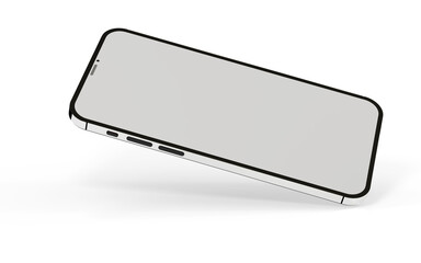3d smartphone with blank screen isolated