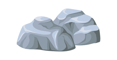 Big stones. Pile rock construction, draw granite nature material, cartoon vector