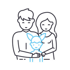 father, mother and daughter line icon, outline symbol, vector illustration, concept sign