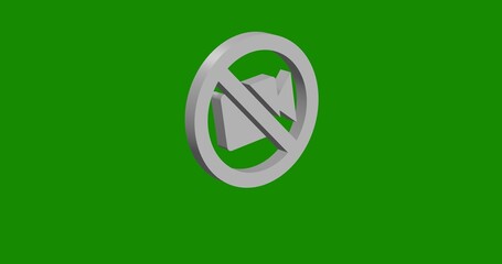 Isolated realistic white no video symbol front view with shadow. 3d illustration on green chroma key background