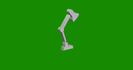Isolated realistic white table lamp symbol front view with shadow. 3d illustration on green chroma key background