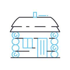 forest hut line icon, outline symbol, vector illustration, concept sign