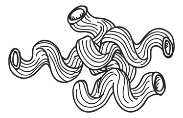 Pasta line icon. Fusilli rigati in hand drawn style