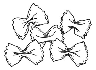 Farfalle icon. Tasty pasta shape. Meal drawing