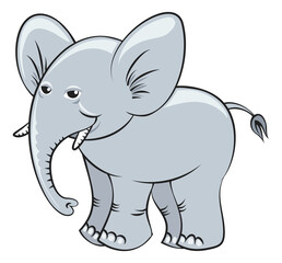 Baby elephant. Cute childish cartoon animal drawing