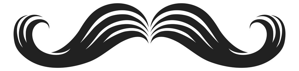 Moustache icon. Elegant curly facial hair in vintage style