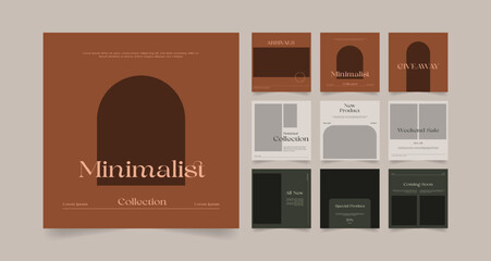 set of minimalist aesthetic social media post template