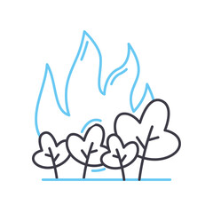 forest fires line icon, outline symbol, vector illustration, concept sign