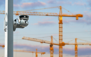 CCTV or surveillance operating over construction site.