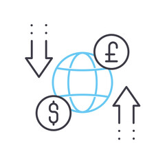foreign currency exchange line icon, outline symbol, vector illustration, concept sign