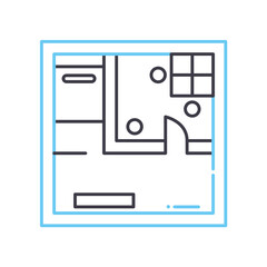 floor plane line icon, outline symbol, vector illustration, concept sign