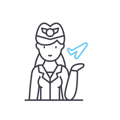 flight attendant line icon, outline symbol, vector illustration, concept sign