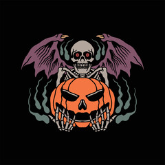 halloween skeleton illustration vector design