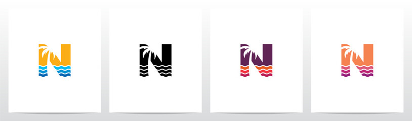 Palm Tree On Letter Logo Design N
