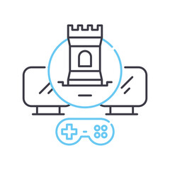 game online line icon, outline symbol, vector illustration, concept sign
