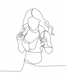 Woman going for sport, fitness drawing