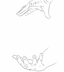 Humain hands drawing line art
