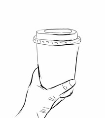 Woman face and body line art drawing