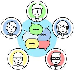 Speech bubble icon. Social media messages, comic bubbles and chats. Think stickers, speech comments. Interface dialog, talk button, application speech balloon. Message, communication letter