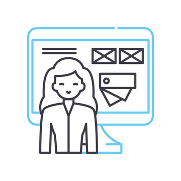 full stack designer line icon, outline symbol, vector illustration, concept sign