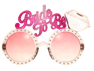 Bride to be hen party glasses on a transparent background