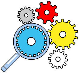 Gear settings symbol, cogwheel vector icon. Mechanical technology machine engineering sign, business solution concept. Industry development. Item to repair, equipment for work in maintenance