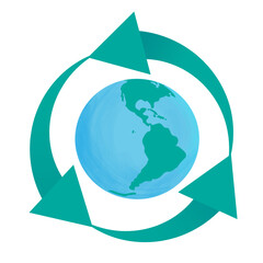 Eco vector illustration. Recycling, taking care of the planet. The icon is isolated on a white background.