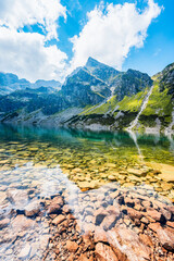 Tatra National Park in Poland. Tatra mountains panorama,  Hiking in Gasienicowa valley (Hala Gasienicowa) to Czarny Staw Gąsienicowy near Kasprowy Wierch © Zedspider