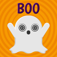 Halloween greeting card with hypnotizing ghost