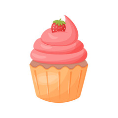Delicious cupcake	 with strawberry