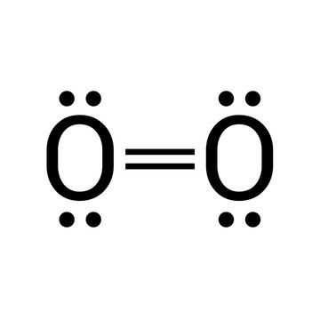 Lewis structure og O2 on white background