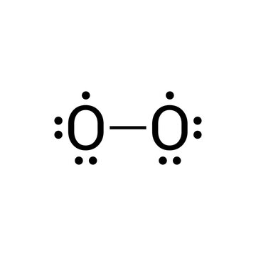 Lewis structure of O2 on white background
