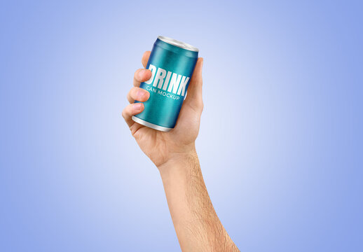 Can Mockup in a Hand