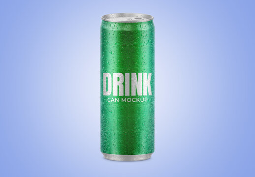 Can with Water Drops Mockup