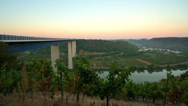 Scenic view of the Moseltal bridge near Koblenz Germany during sunrise