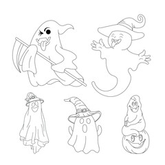Halloween Ghost Line Art Illustration For Coloring Page