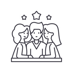 groups line icon, outline symbol, vector illustration, concept sign