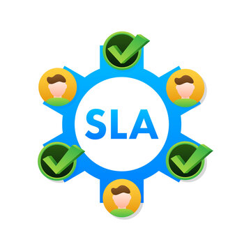SLA - Service Level Agreement. Commitment between a service provider and a client. Vector stock illustration.